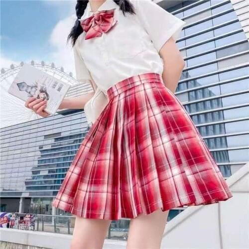 [Teenage Girls Mind] 2021 JK School Uniform Pink Plaid Skirts For Girls Summer High Waist Pleated Skirts Women Dress Students