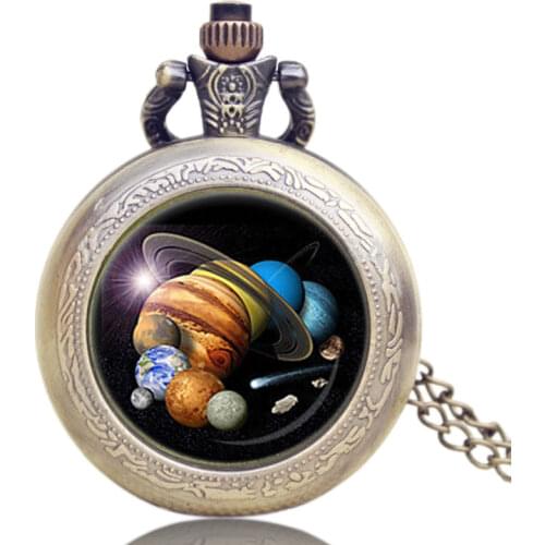 Fashion Planets of Solar System Design Pocket Watch Men Women High Quality Watches Gift for Astronomer P1173