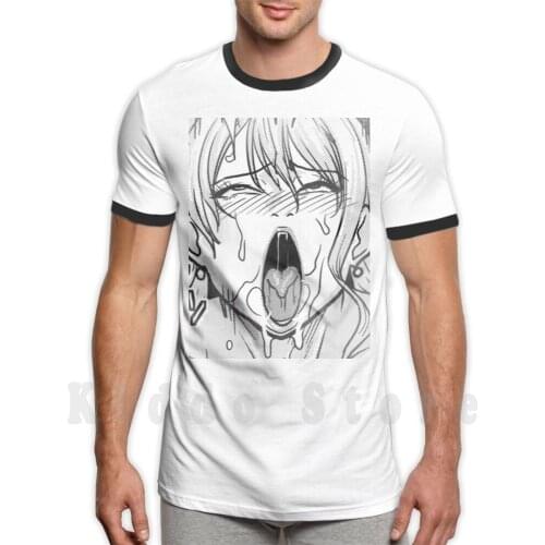 Manga Aheago Face T Shirt Print For Men Cotton New Cool Tee Manga Aheago Meme Anime Face Japan Lewd Waifu Cute Tongue Hentai
