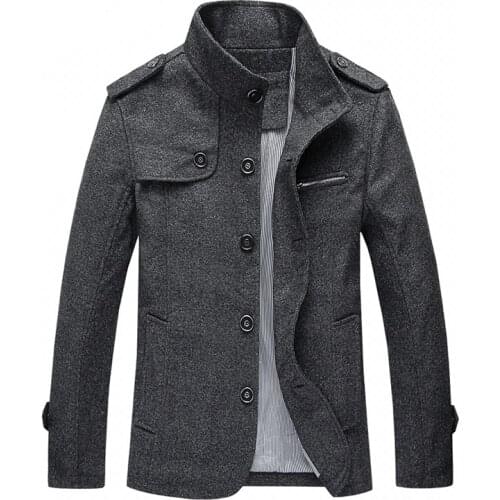 New Arrival Fashion Mens Wool Blend Coat Men Winter Jacket Man Business Casual Brand Clothing Outwear Autumn Overcoat JK066