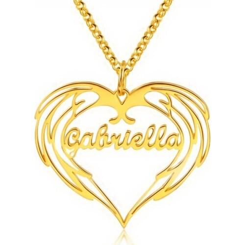 Customized Name Necklace For Women Angel Wing Charm Personalized Necklaces Simple Rose Heart Charm Necklaces