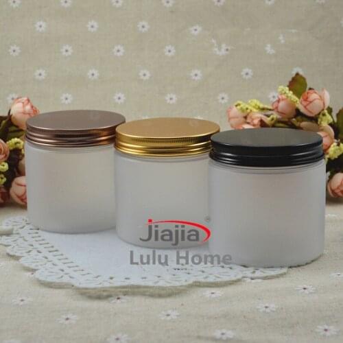 40pcs/lot 200ml Frost Plastic Cosmetic Jar PET Serum Bottle Black Gold Bronze Aluminum Cap 200g Thread Cream Container