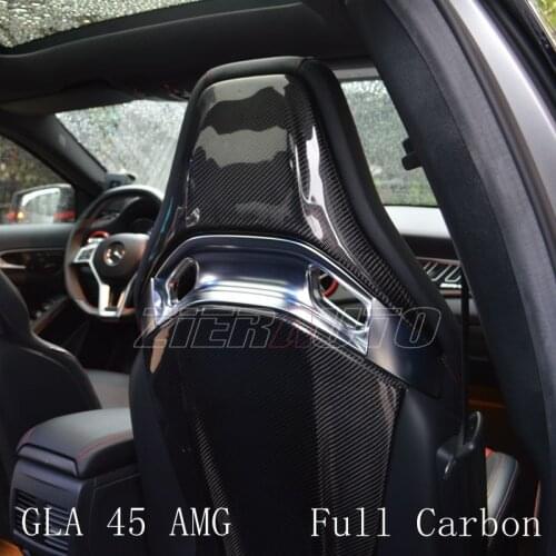 Seat Cover Carbon Fiber Style Interior Trims for Mercedes-Benz GLA 45 AMG Interior Part Dry Carbon Sticker Accessories GLA45 AMG