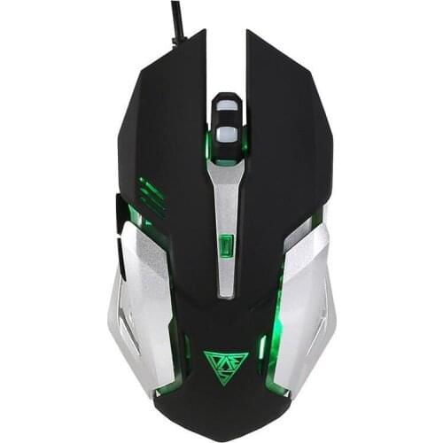 V1 wired gaming mouse ergonomic computer gaming mouse, 6-button button LED breathing light 3200DPI 6-speed adjustable