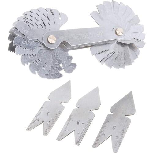 Screw Thread Pitch Cutting Gauge Tool , Stainless Steel Centre Gage with 55 Degree Inch System & 60 Degree Metric System