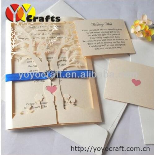Luxury Wedding and invitation cards laser cut Custom Printed Wedding Invitations Cards unique tree invitation card wholesale