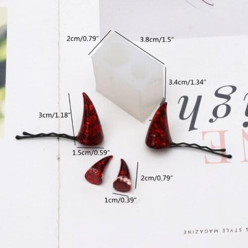 Cute Devil Horns Hair Clips Resin Molds Epoxy Resin Mould Jewelry Making Tools 203B