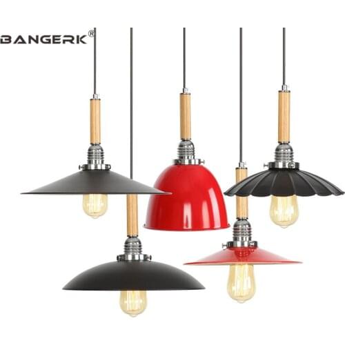Nordic Industrial LED Pendant Lamp Vintage Iron Wood Hanging Light Fixtures Dining Room Lamps Home Decor Luminaire Lighting