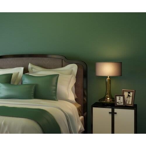 Modern Simple Non-Woven Plain Plain Wallpaper Bedroom Living Room Hotel Clothing Store Background Wall Wallpaper Dark Green