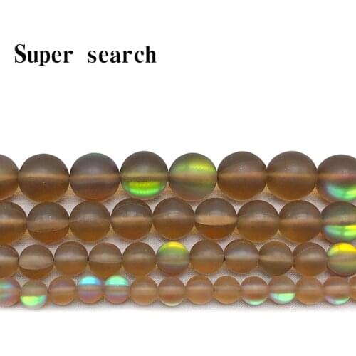 Dark Brown Frost Moonstone Gem Frosted Round crystal Beads 6 8 10 12MM Fit Diy DIY Chrams Necklace Bracelets For Jewelry Making
