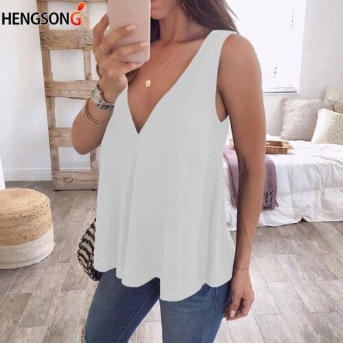 Female Summer Chiffon Top Deep V Neck Camis Tank Top Sleeveless Femme Cusual Solid Vest Casual Tank Tops For Women