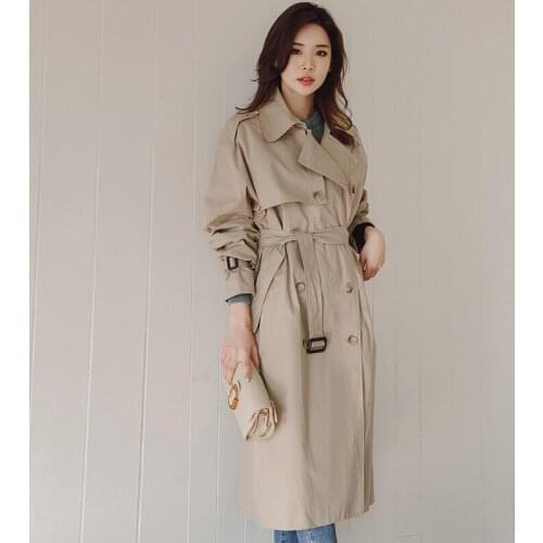 Windbreaker 2020 New female Spring Autumn Long Coats Outwear Loose Double Breasted Trench Coat Women Overcoat LX1556