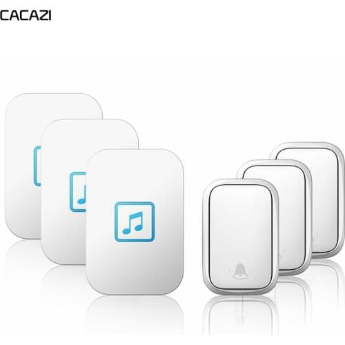 CACAZI Self-powered Waterproof Wireless Doorbell No Battery US EU UK AU Plug Home Cordless Call Bell 1 2 Button 1 2 3 Receiver