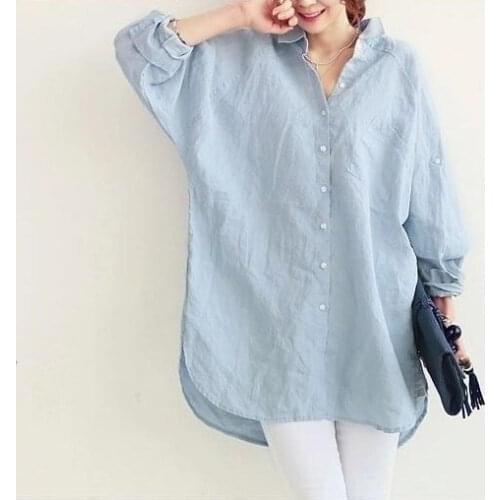 2018 New Casul Women Blouse Shirt Spring Summer Woman Blouses Office Lady OL Elegant Loose Tops Large White Casual Linen Blusas