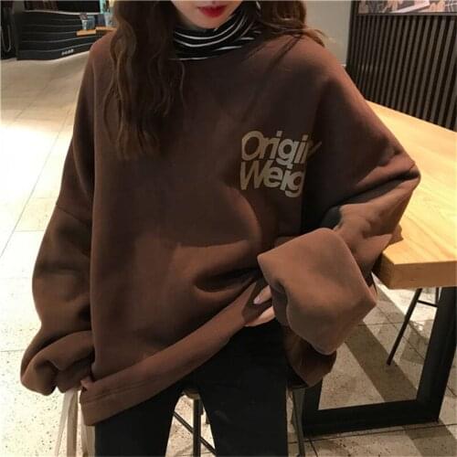 Autumn Womens Sweatshirt Hoodies Hooded Streetwear Girls Print Harajuku Fashion Oversized Streetwear Winter All Match Korea New