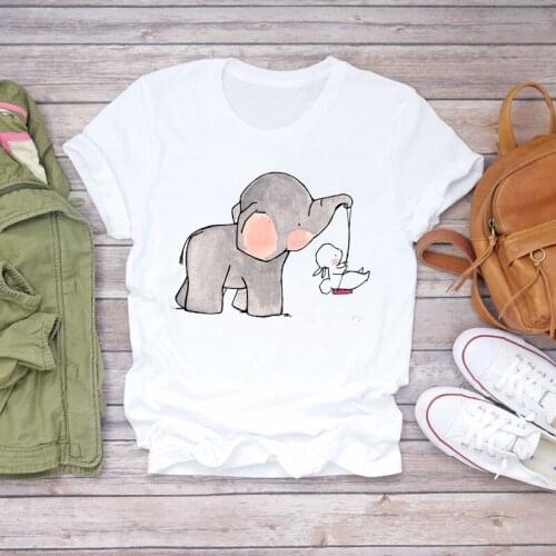 Women 2021 Cartoon Funny 90s Elephant Funny Cute Fashion 90s Lady T-shirts Top Womens T Shirt Ladies Graphic Female Tee T-Shirt