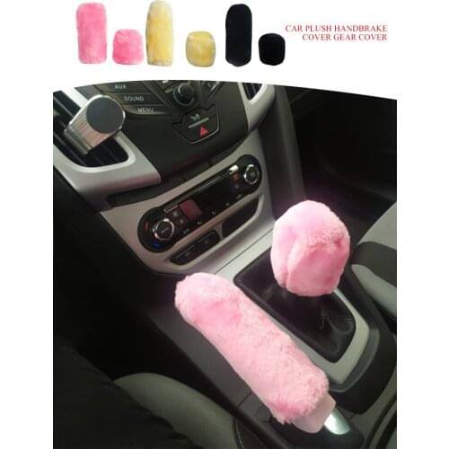 2pcs / Set Universal Car Plush Handbrake Gearshift Cover Winter Warm Handbrake Cover Car Interior Supplies Automobiles Decors