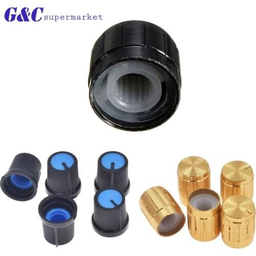5pcs Black/Blue/Gold Face Plastic for Rotary Taper Potentiometer Hole 6mm Black Knob Volume Control diy electronics