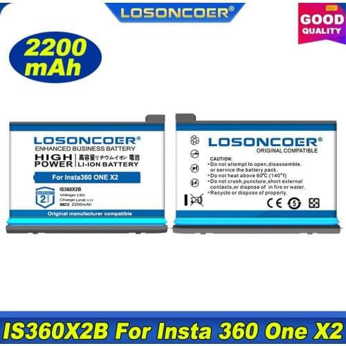100% Original LOSONCOER 2200mAh IS360X2B Battery For Insta 360 One X2 Battery Insta360 One X2