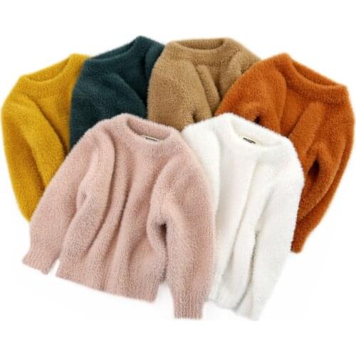 1-3Yrs Toddler Kids Velvet Knitted Sweater Warm Autumn Baby Girls Long Sleeve Tops Outwear Winter Clothing
