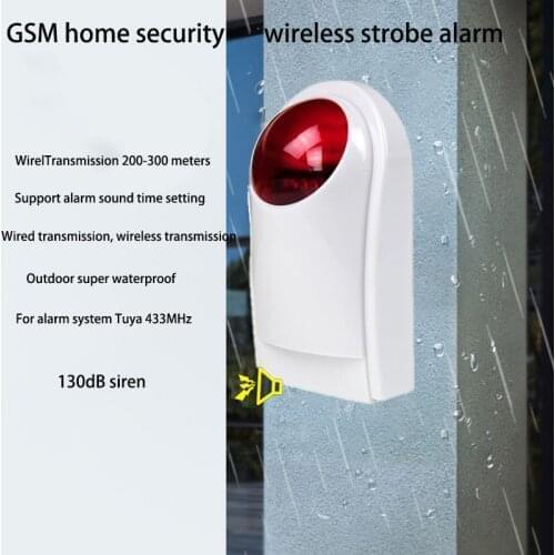 Wireless Stroboscopic Alarm Indoor Flashing Alarm Sensor, Used for 433MHz Home Security Alarm System 130DB Whistle