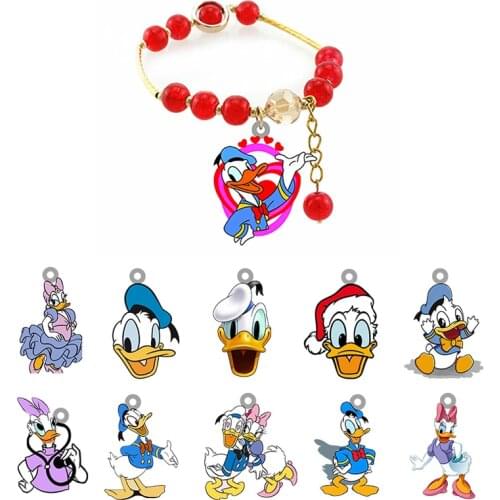 Disney Donald Duck Couple Bracelet Unique Red Beaded Bracelet Jewelry Fashion Handmade Resin Beaded Acrylic Bracelet