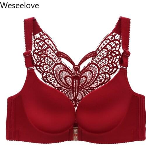 2020 New No Rims Bra Front Buckle Butterf Bow Women Sexy Bra Push Up Bra Plus Size Cup Gather Adjustable Bras for Women A01-4