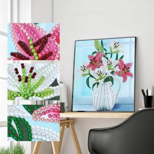 DIY Special Shaped Diamond Painting Flower Vase DIY 5D Partial Drill Cross Stitch Kits Crystal Rhinestone Home Decoration Gift