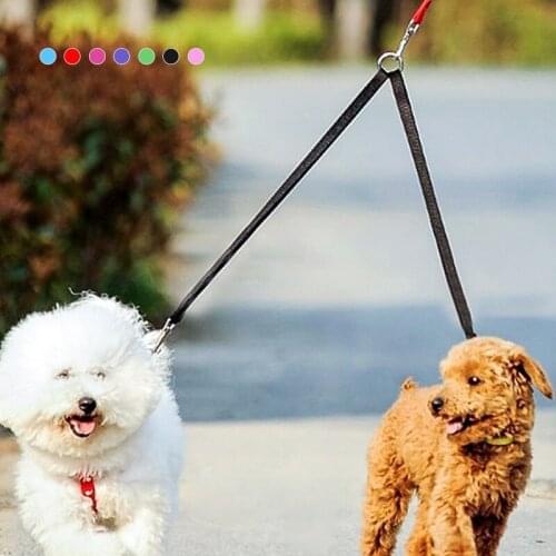 Double Twin Dual Coupler Dog Leash Coupler Two in One Strong Nylon V Shape Pet Dogs Leash Colorful Harness Small Dog Pet Leash