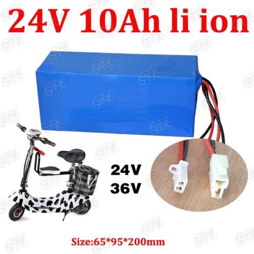 GTK 24v 10ah motor electrico no lifepo4 18650 bms 7s for scooter Mini bicycle350W energy storage e bike inverter wheelchair