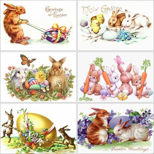 EverShine Diamond Mosaic Rabbit Rhinestones Diamond Painting Easter Bunny Full Square Embroidery Cartoon Cross Stitch Handicraft