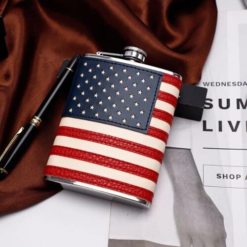 Carry A Mini Hip Flask with Stainless Steel Printing Flag Hip Flask for Outdoor Cozy Leisure and Portable Wine Bottle Gifts