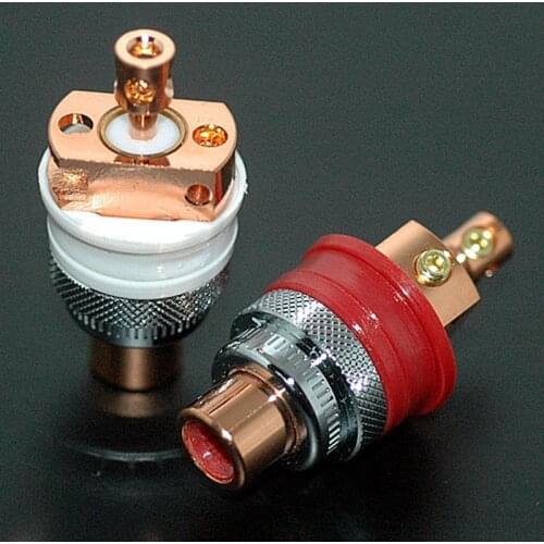 Hi-End 4pcs gaofei GF-RED01 Brass RCA Female Socket Phono Chassis Female HIFi audio AMP
