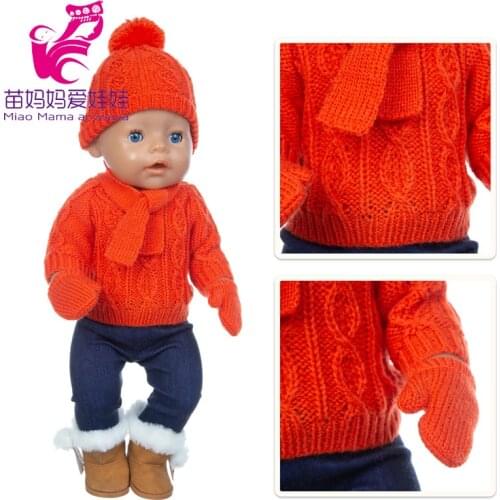 4 items a set hat scarf sweater dress Set for 40-43cm reborn baby doll 18 Inch 45 CM Girl doll Clothes dress