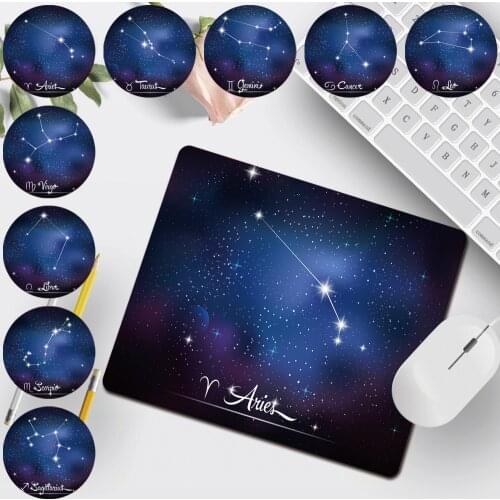 Mouse Pad Small 25x21cm Smooth Waterproof PU Leather Star Series Pattern Gaming Mouse Mat Durable Computer Office Mousepad