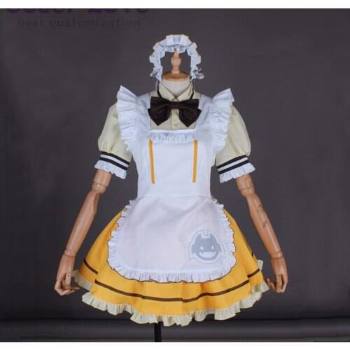 LoveLive Aqours Tsushima Yoshiko Coffee Shop Dessert Striped Maid Cosplay Costume Halloween Christmas Carnaval Costume