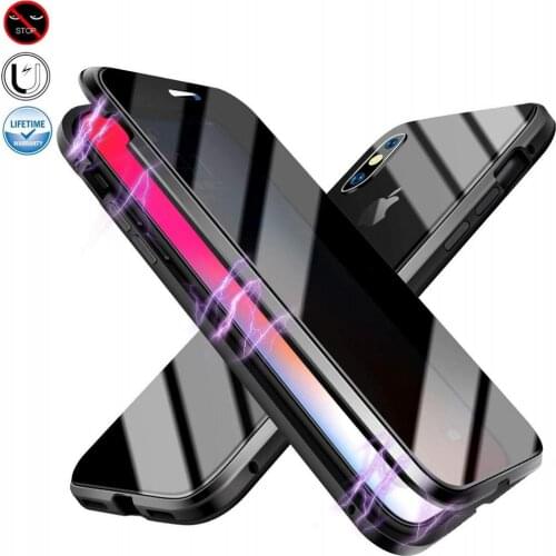 Privacy Magnetic Case for iPhone 12 11 Pro Max XS XR SE 2020 6s 6 8 7 PlusDouble Sided Anti-Peeping Tempered Glass Metal Cover
