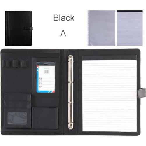 Multifuction PU leather A4 file folder folders for documents a4 paper storage document bag portfolio with ring binder 1200B