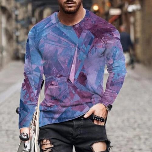 Fashion casual long-sleeved T-shirt, 3D digital gradient printing, street fashion, original personality 2021, mens and womens