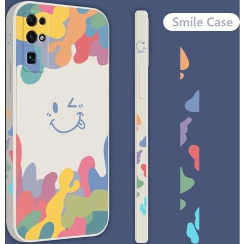 Cute Smile Pattern Soft Shell Phone Case On For Huawei Honor 30 Pro Plus 30S Straight Edge Silicone Cover Capa Camera Protection