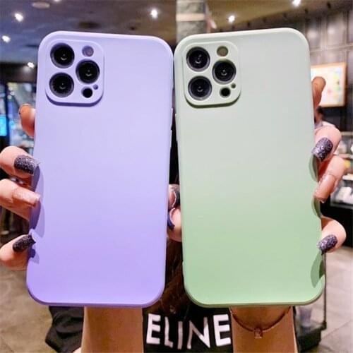 Candy Color Soft Silicone Phone Case For iPhone 13 12 11 Pro Max XR XS Max X 7 8 Plus 12 13 Mini 11 Gradient Shockproof Cover