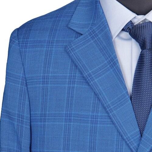 Tailor Made Suits Custom Made Suits For Men Costumes Sur Mesure Light Blue Plaid Suits Men 2021 Fashion Design Tailored Suits
