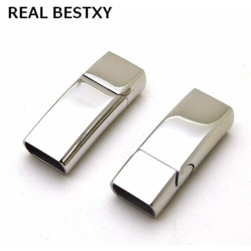 REAL BESTXY Custom Logo 5pc/lot 11.7mm*6.2mm 316l Stainless Steel Buckle Magnet Hook Jewelry Findings For Leather bracelet