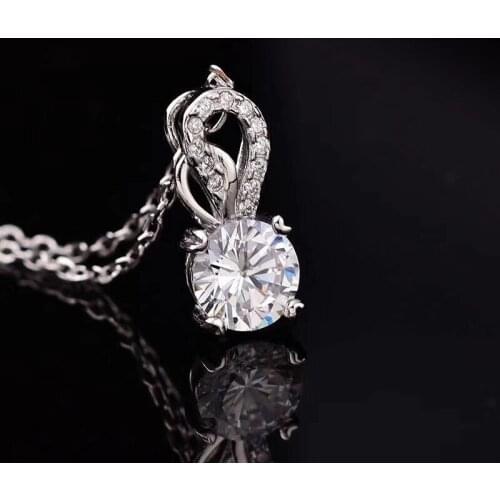 Poetry Of Jew Store S925 silver necklace round 1.00ct D VVS classic necklace send his girlfriend to send the wife gift