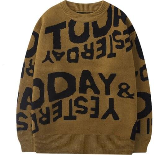 Couple Sweater Korean Winter Warm Streetwear Fashion Pullovers Sweater Autumn Casual Male Clothing Letter Printing Baggy Tops