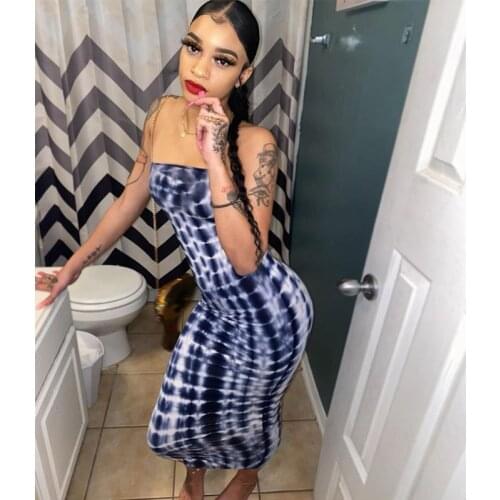 New Print Dress New Sexy One Word Tube Top Temperament Summer Dress Strapless Plus Size Beach Style Gothic Dress