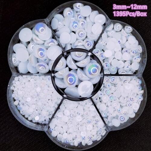 Pure White Imitation Pearls Half Round Flatback Beads For Jewelry Making Craft Pearls Clothing Accessories Nail DIY Decoration