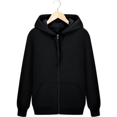 Simple Style Casual Tops Winter Unisex Long Sleeve Thicken Zipper Hoodie Sport Sweatshirt with Pocket Coat For Spring