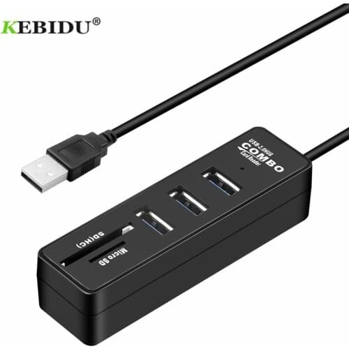 KEBIDU USB HUB 2.0 Multi USB Splitter HUB USB2.0 3Ports TF SD Card Reader Hab for PC Computer Accessories