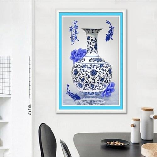 Needlework DIY 5D round AB Diamond Painting Mosaic Diamond Embroidery 3D Diamond Cross Stitch Pattern China Traditional Vase
